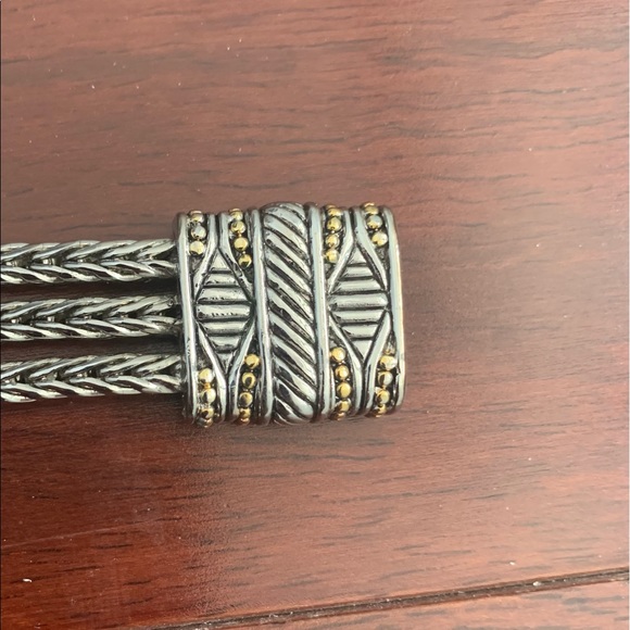 Silver Gold Tone Multiple Strand Bracelet with Magnetic Clasp - Picture 3 of 6